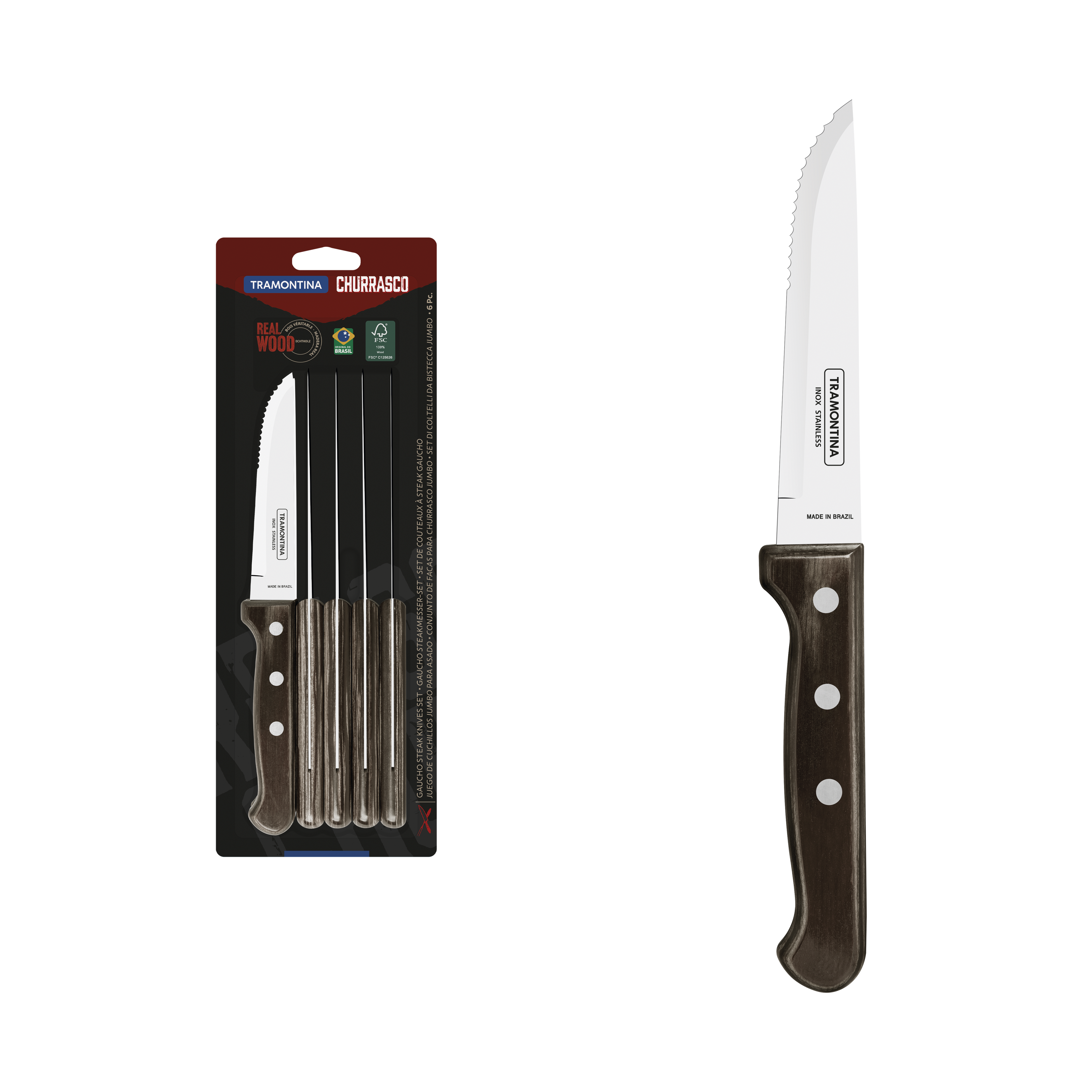 Facas Jumbo Polywood para churrasco