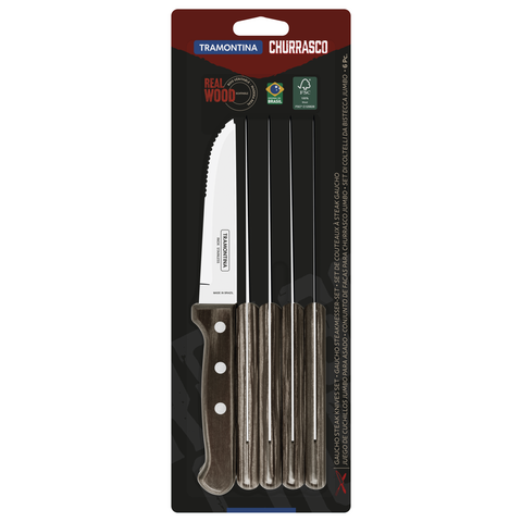 Facas Jumbo Polywood para churrasco (pack x6)